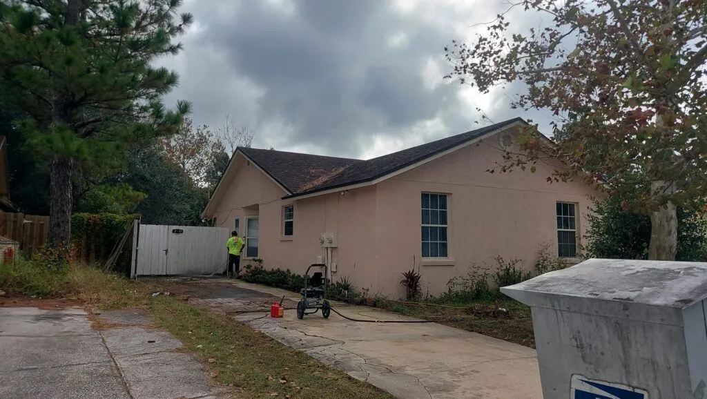 Peach house exterior repainting